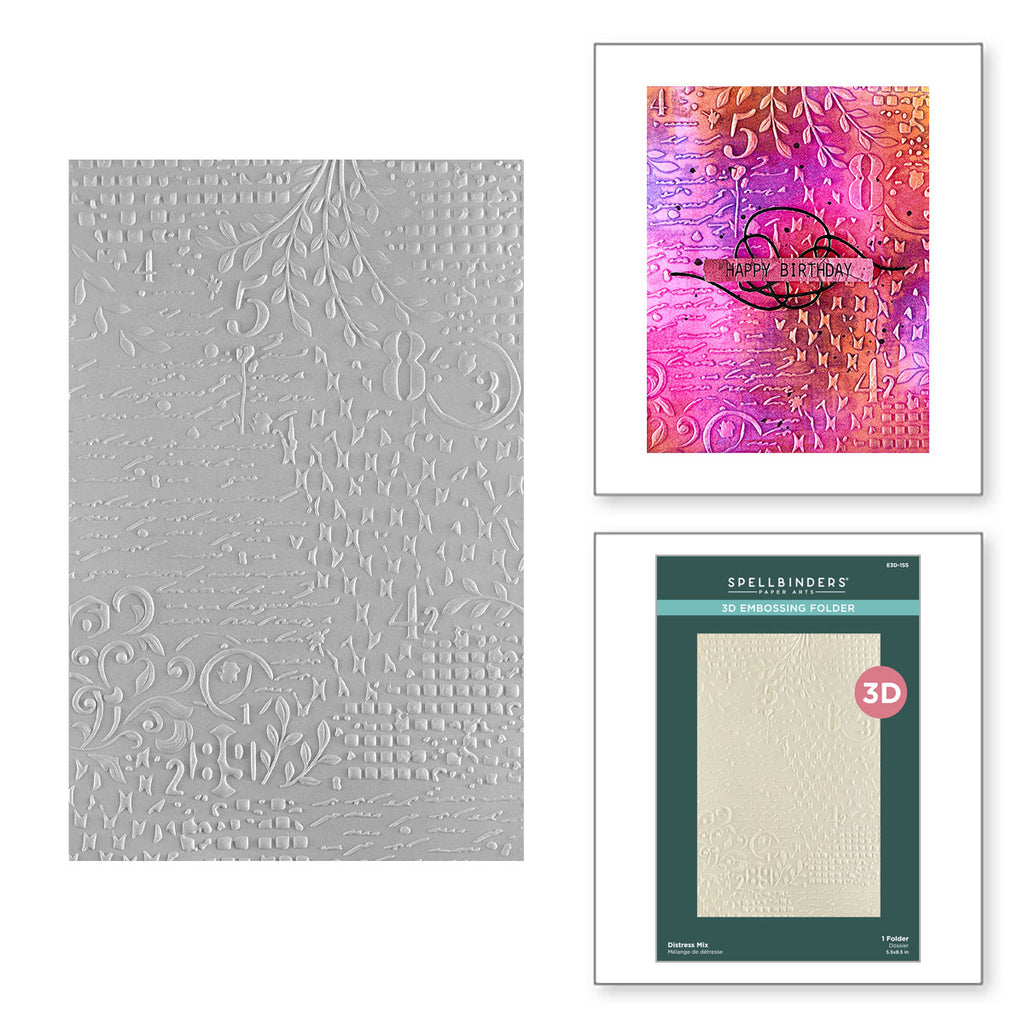Spellbinders Distress Mix 3D Embossing Folder e3d-155