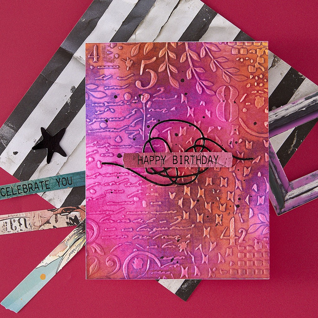 Spellbinders Distress Mix 3D Embossing Folder e3d-155 birthday