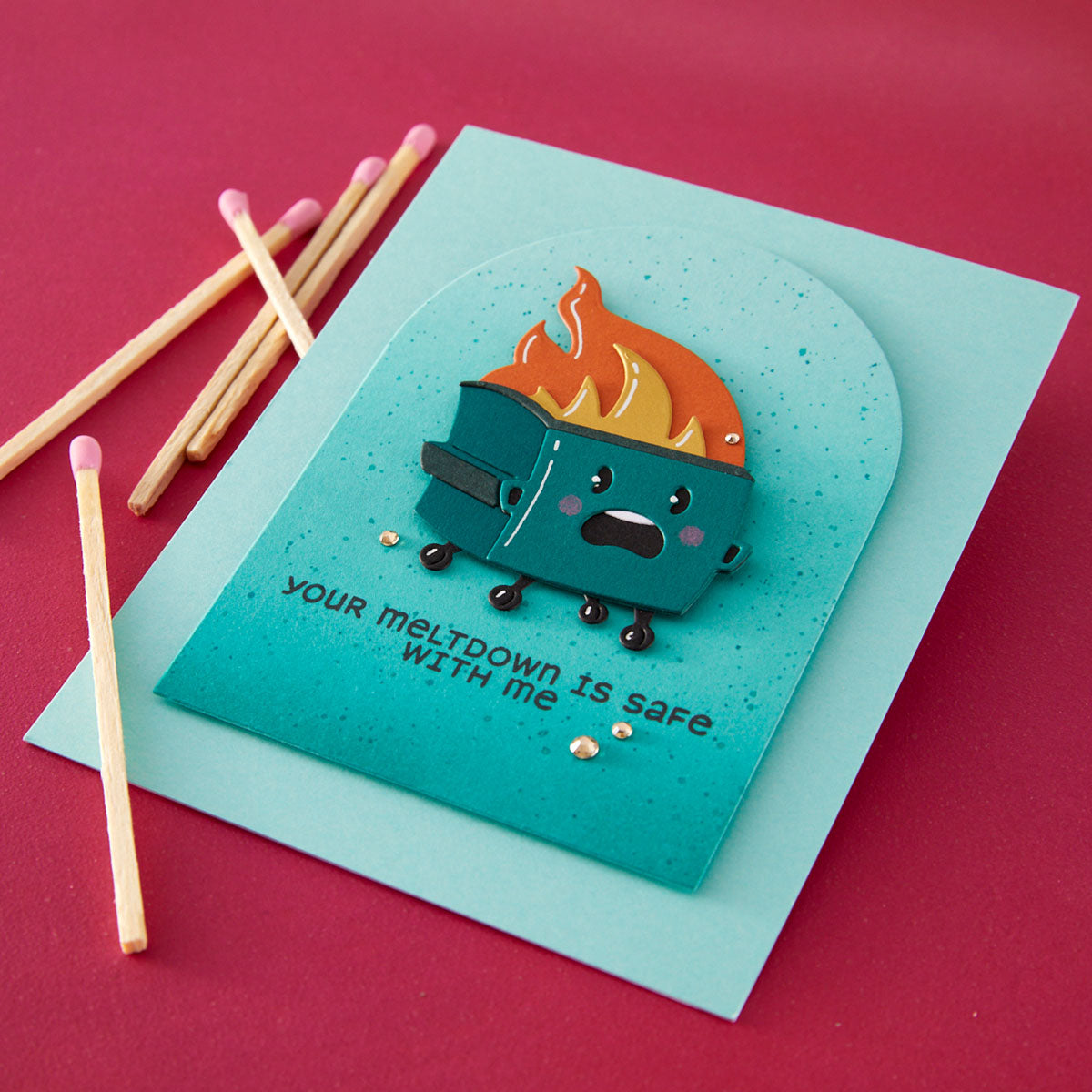 Spellbinders Dumpster Fire Clear Stamp and Die Set sds-220 meltdown