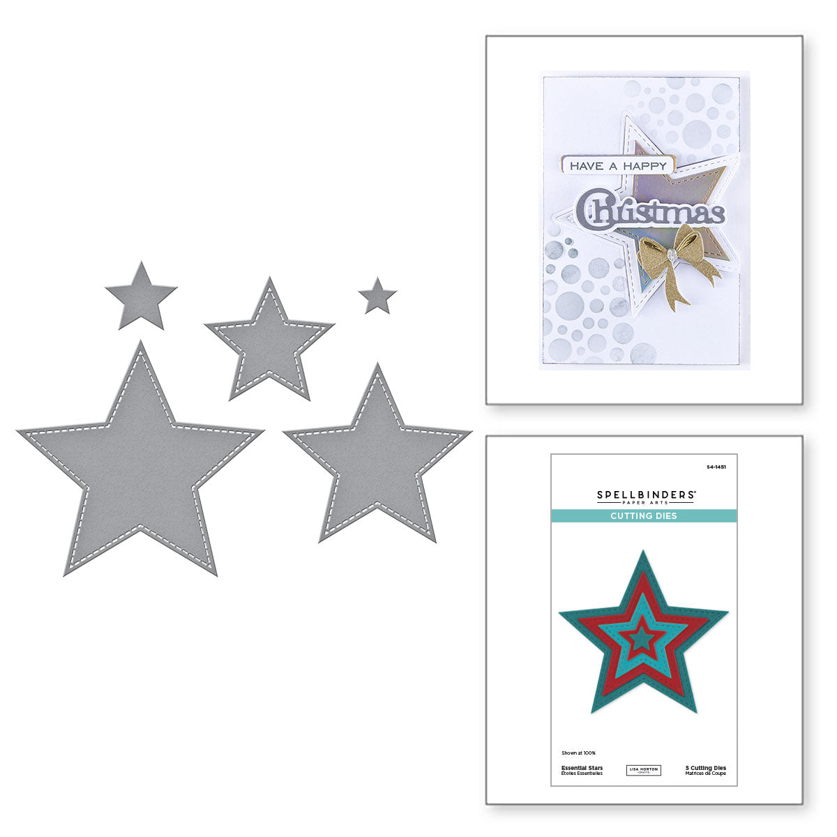 Spellbinders Essential Stars Etched Dies s4-1451