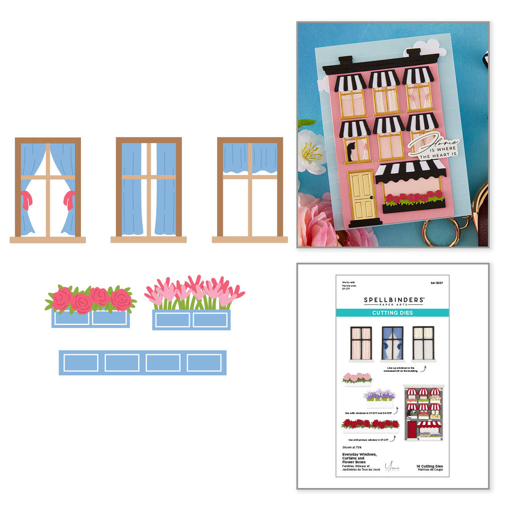 Spellbinders Everyday Windows, Curtains and Flower Boxes City Holiday Add On Dies s4-1537