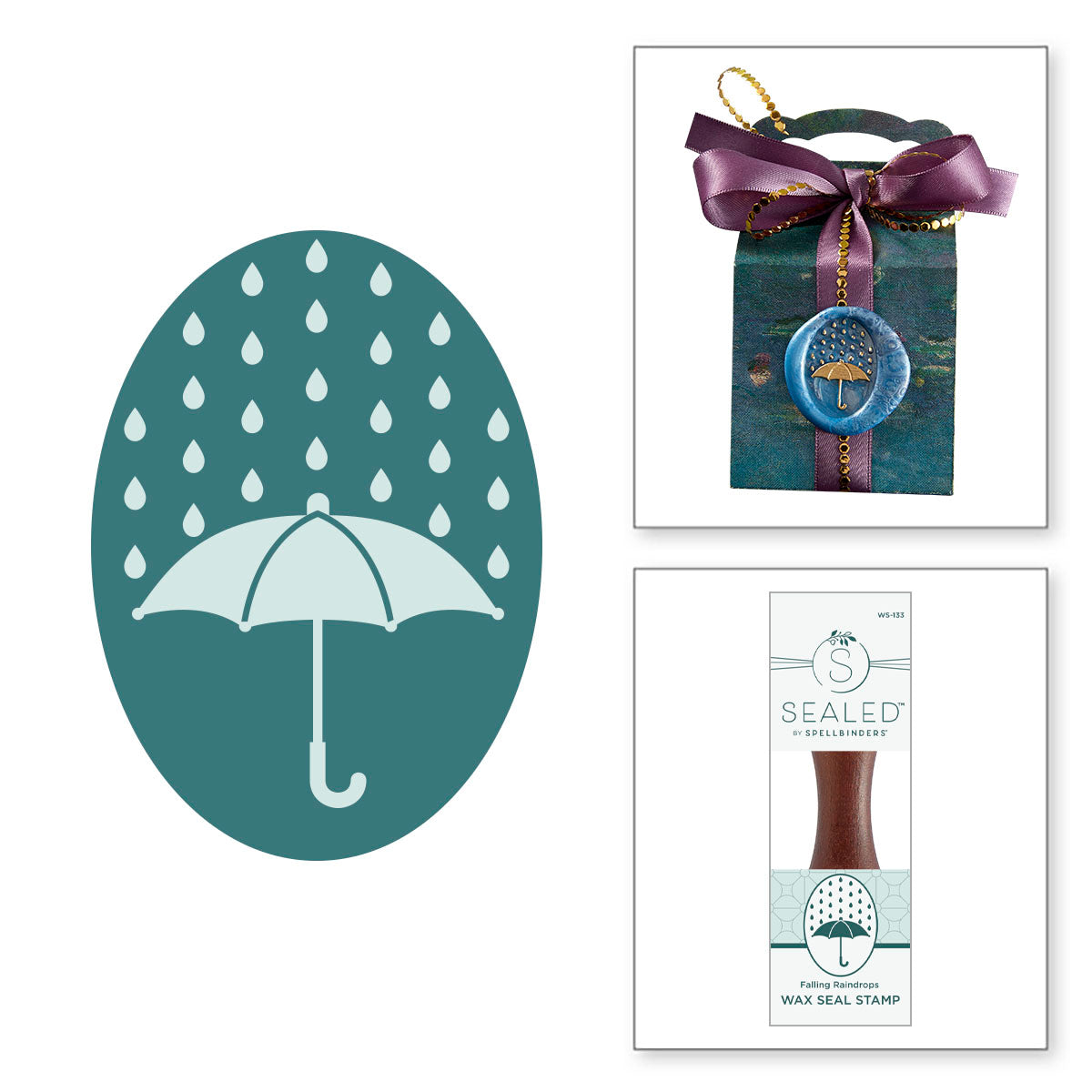 Spellbinders Falling Raindrops Wax Seal Stamp ws-133