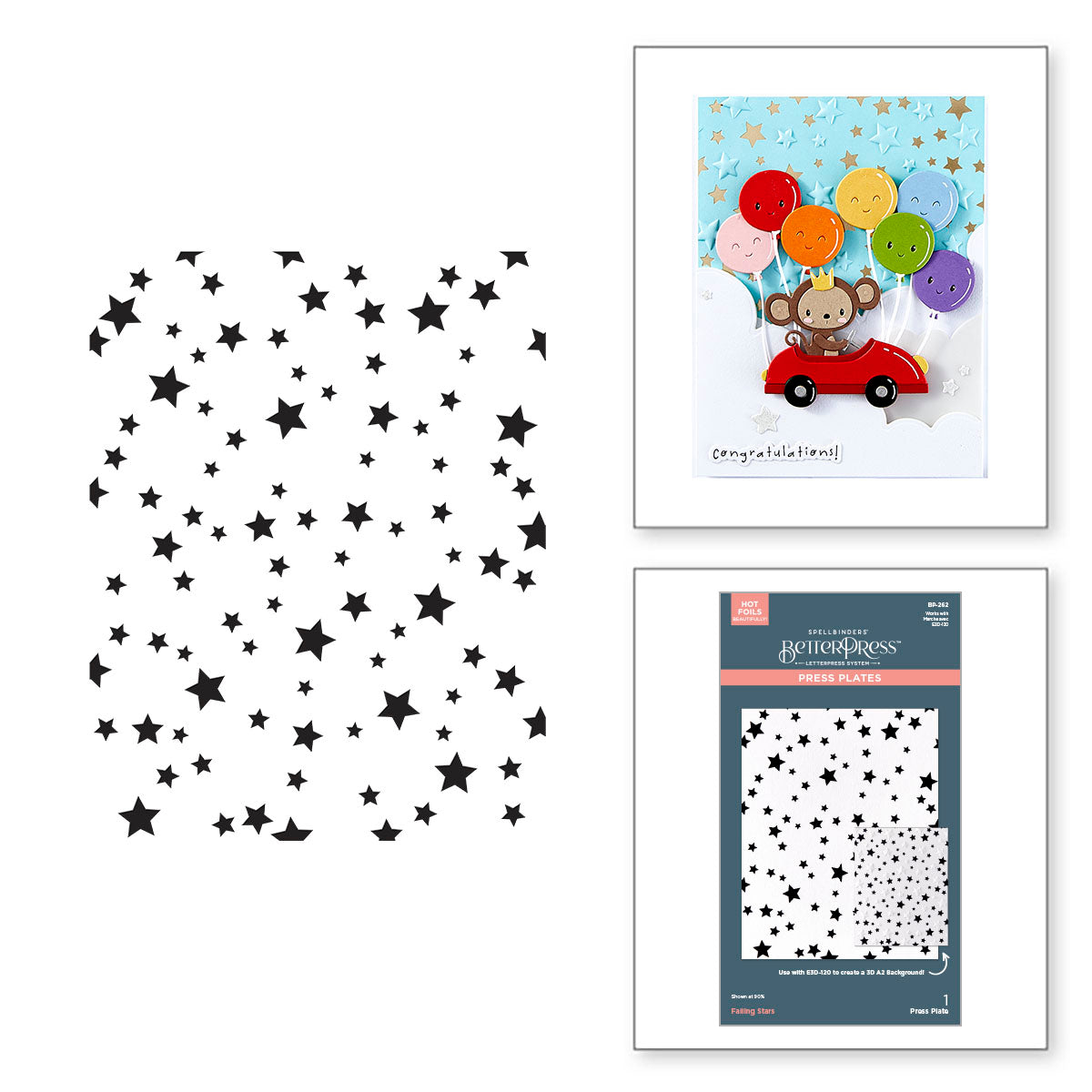 Spellbinders Falling Stars BetterPress Plate bp-262