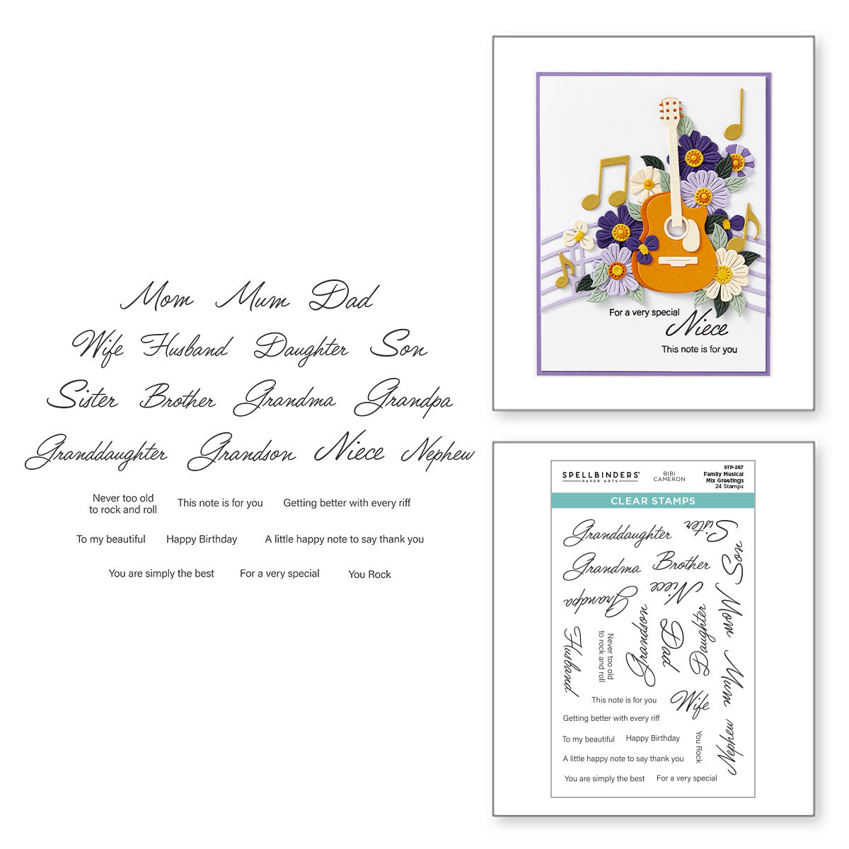 Spellbinders Family Musical Mix Greetings Clear Stamp Set stp-257
