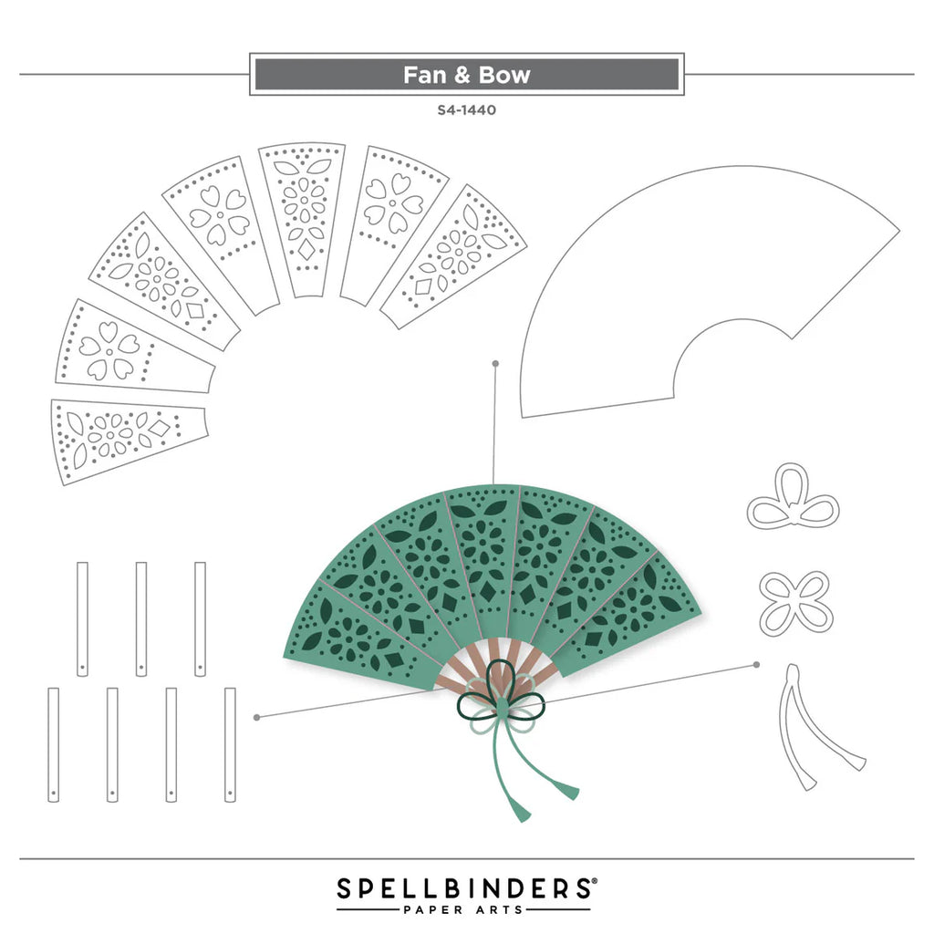 Spellbinders Fan and Bow Etched Dies s4-1440 fan