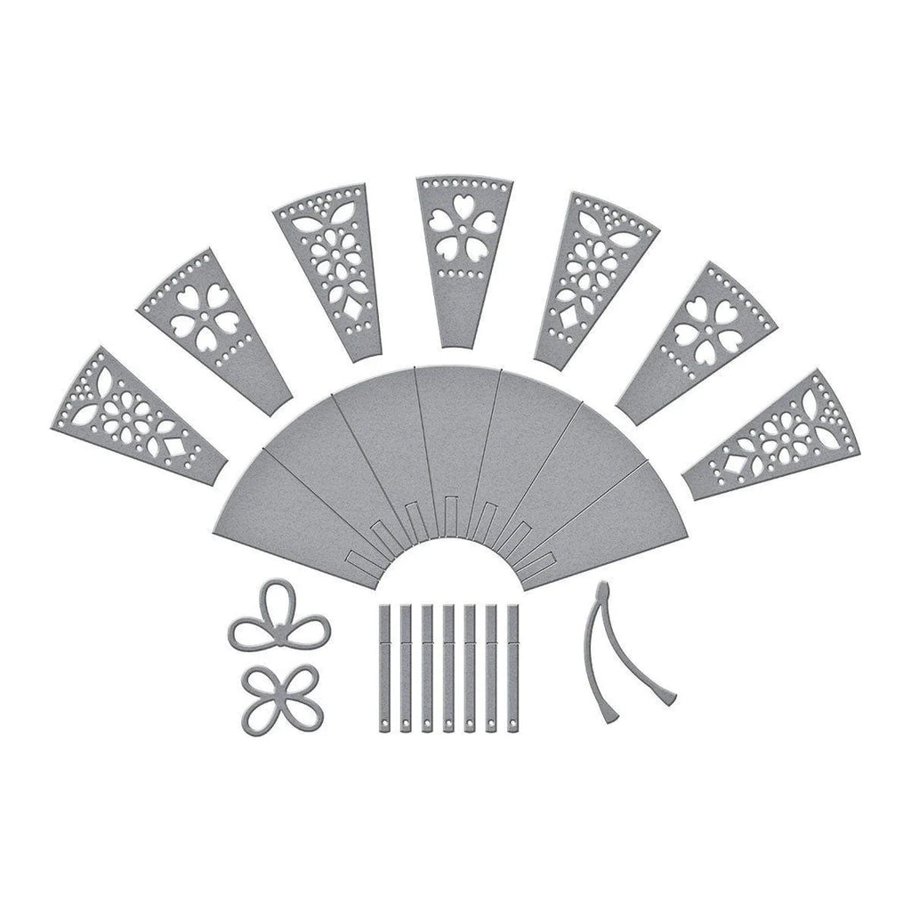 Spellbinders Fan and Bow Etched Dies s4-1440 pieces
