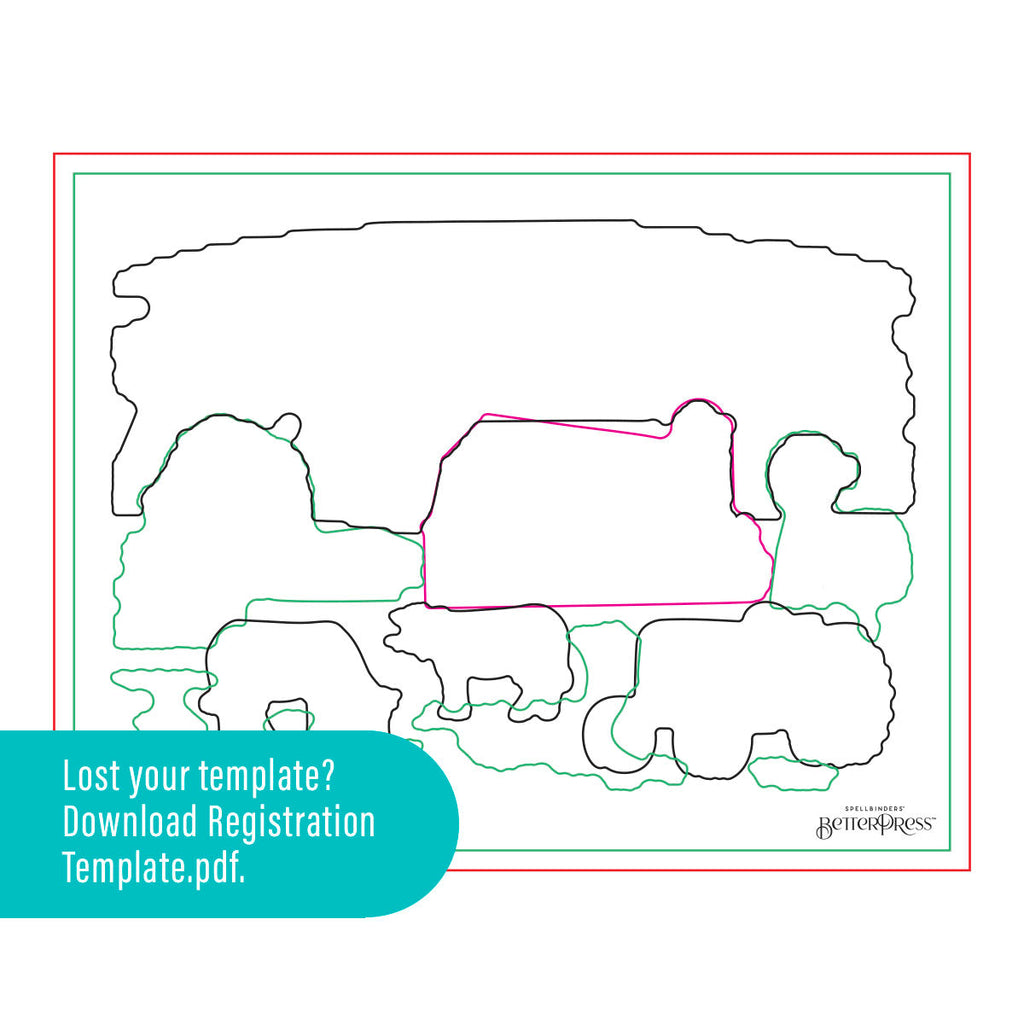 Spellbinders Farm Sweet Farm Registration BetterPress Plate and Die Set bpr-019 template