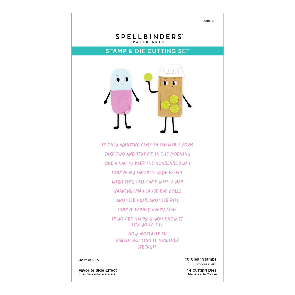 Spellbinders Favorite Side Effect Clear Stamp and Die Set sds-219

