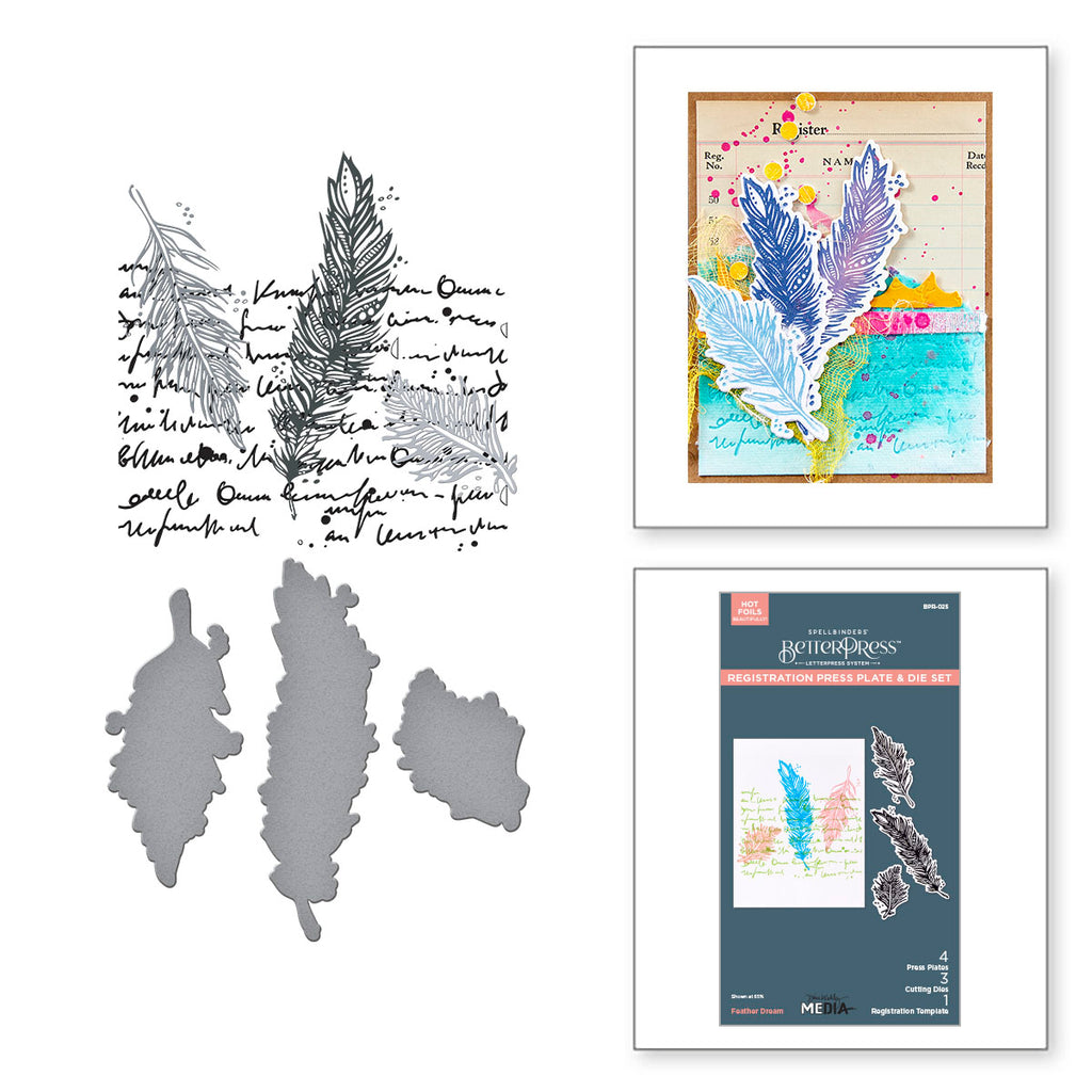 Spellbinders Feather Dream BetterPress Plates and Die Set bpr-025