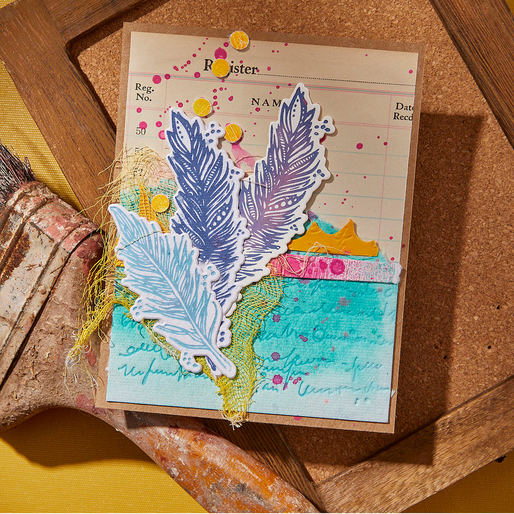 Spellbinders Feather Dream BetterPress Plates and Die Set bpr-025 plume