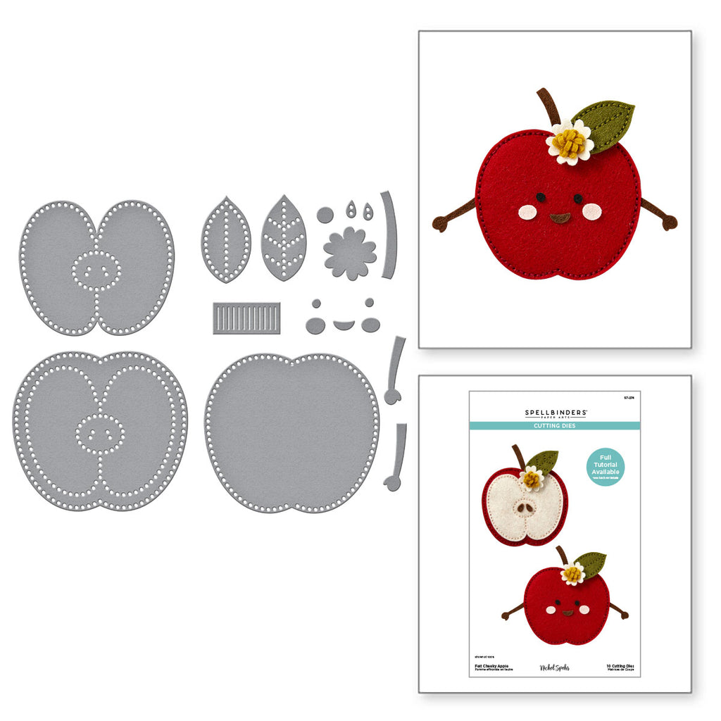Spellbinders Felt Cheeky Apple Etched Dies s7-274