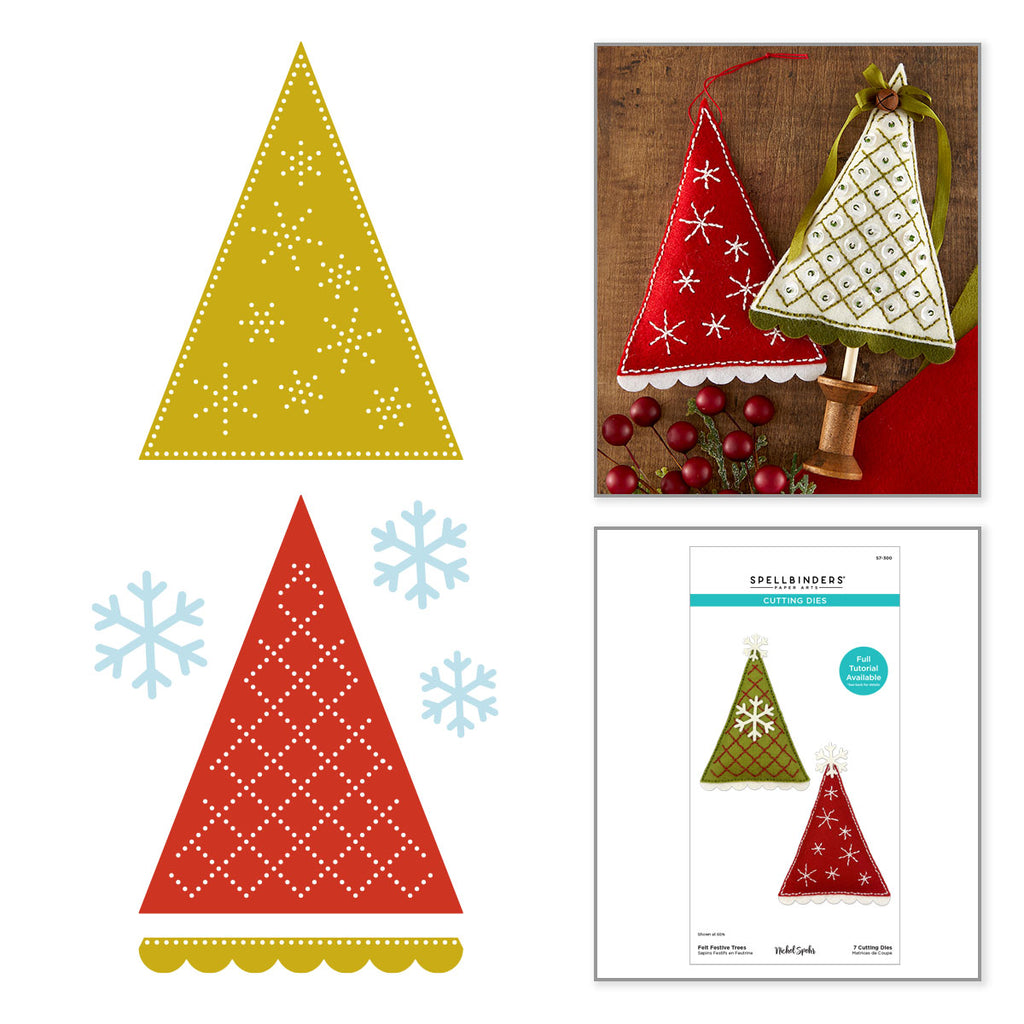 Spellbinders Felt Festive Trees Etched Dies s7-300