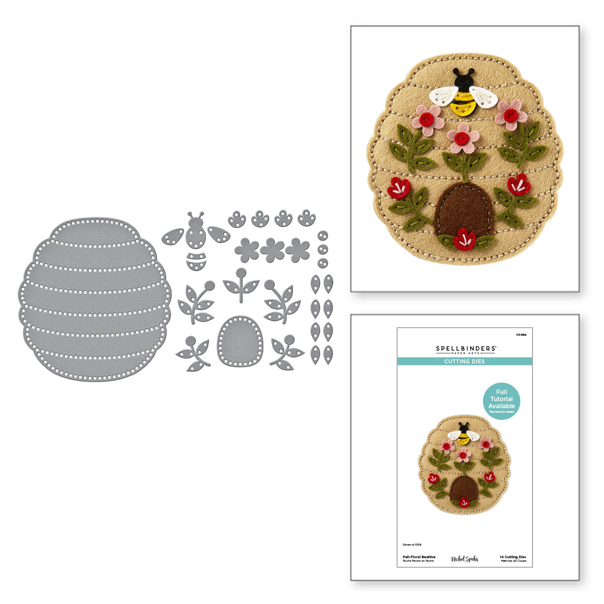 Spellbinders Felt Floral Beehive Etched Dies s5-688