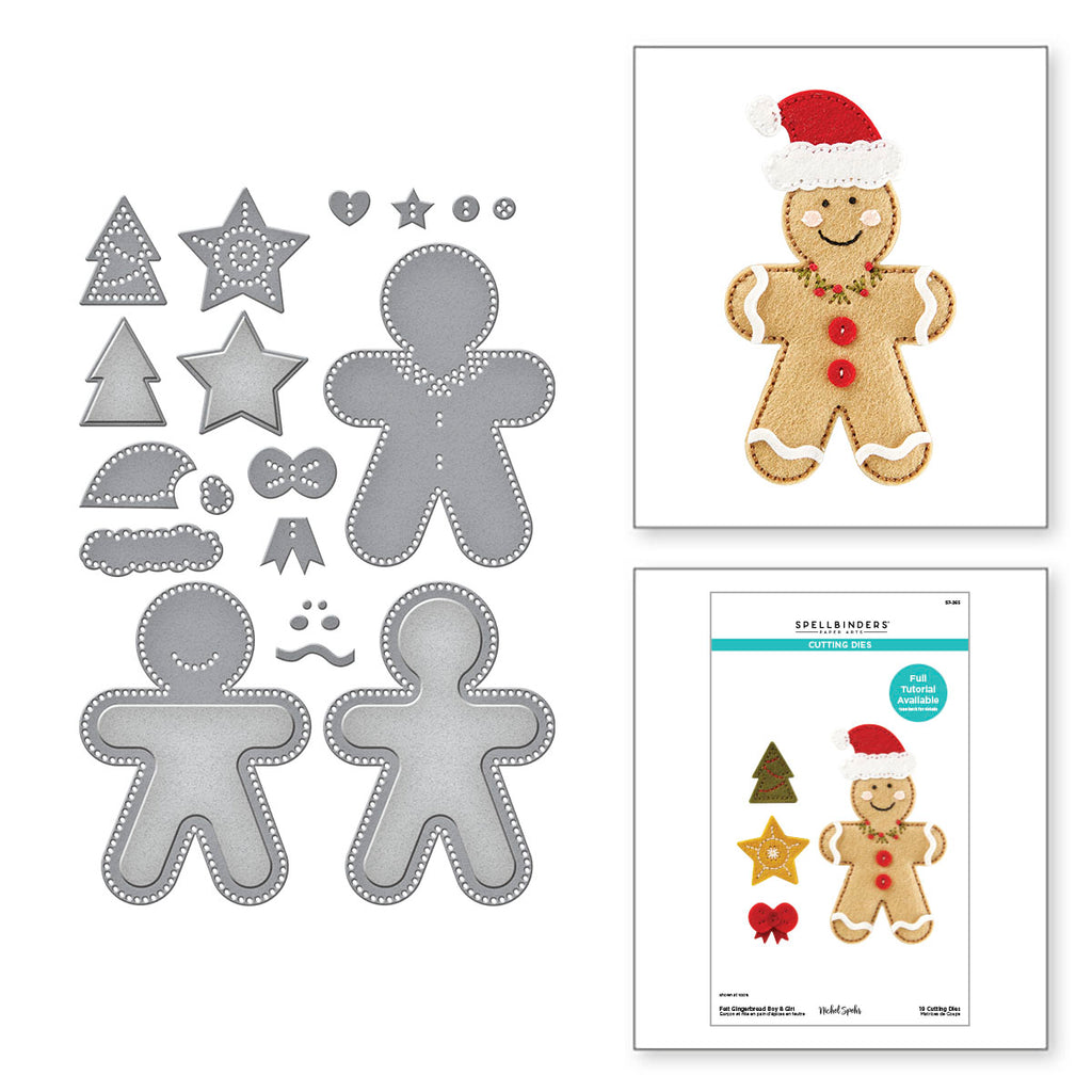 Spellbinders Felt Gingerbread Boy and Girl Etched Dies s7-265