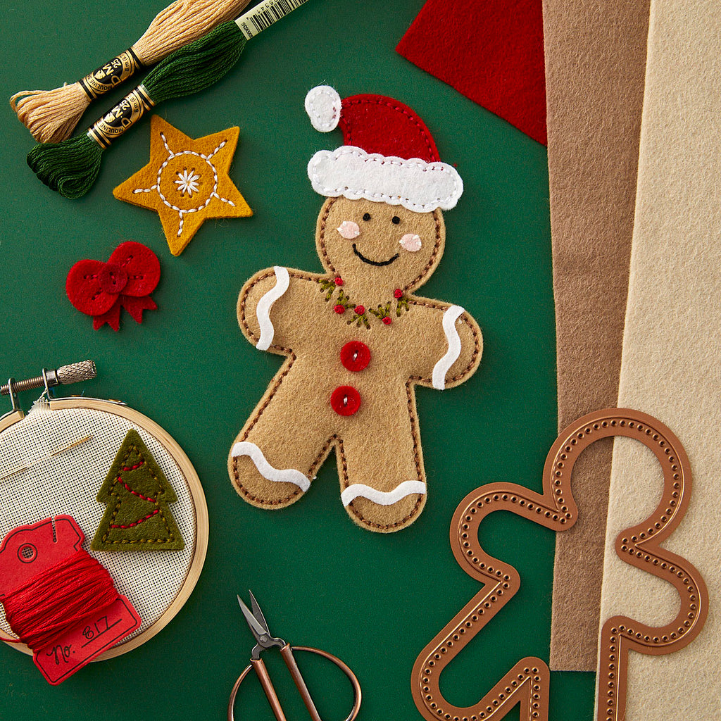 Spellbinders Felt Gingerbread Boy and Girl Etched Dies s7-265 sewn