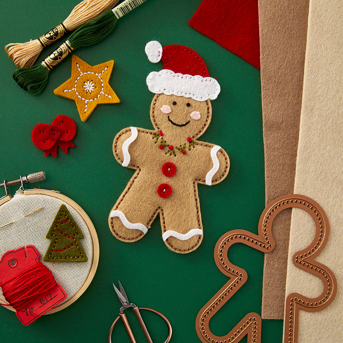 Spellbinders Felt Gingerbread Boy and Girl Etched Dies s7-265 sewn
