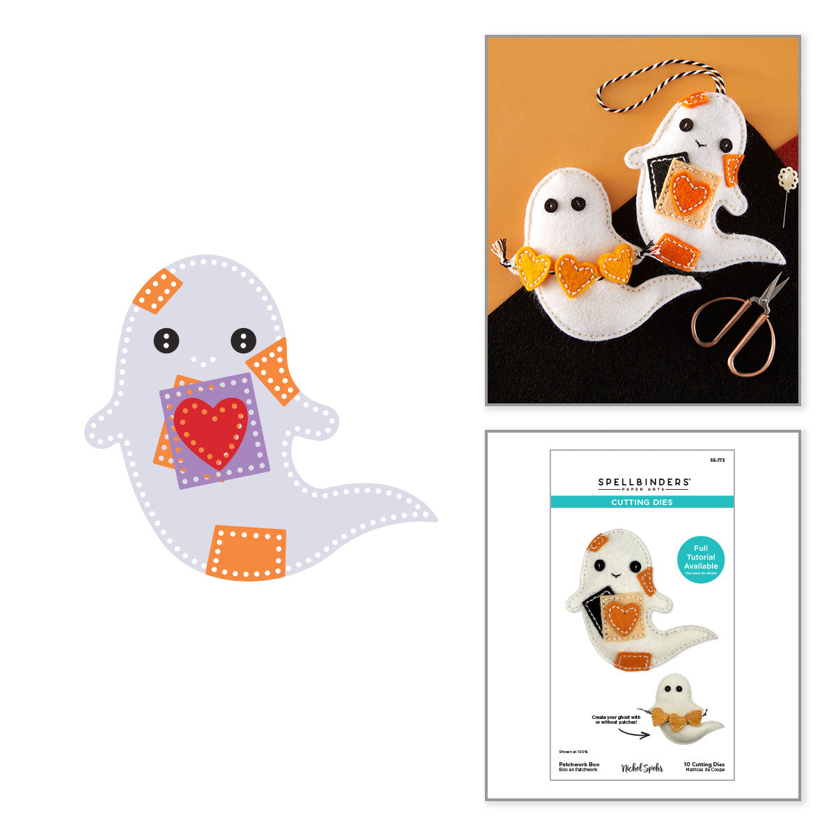 Spellbinders Felt Patchwork Boo Etched Dies s5-773