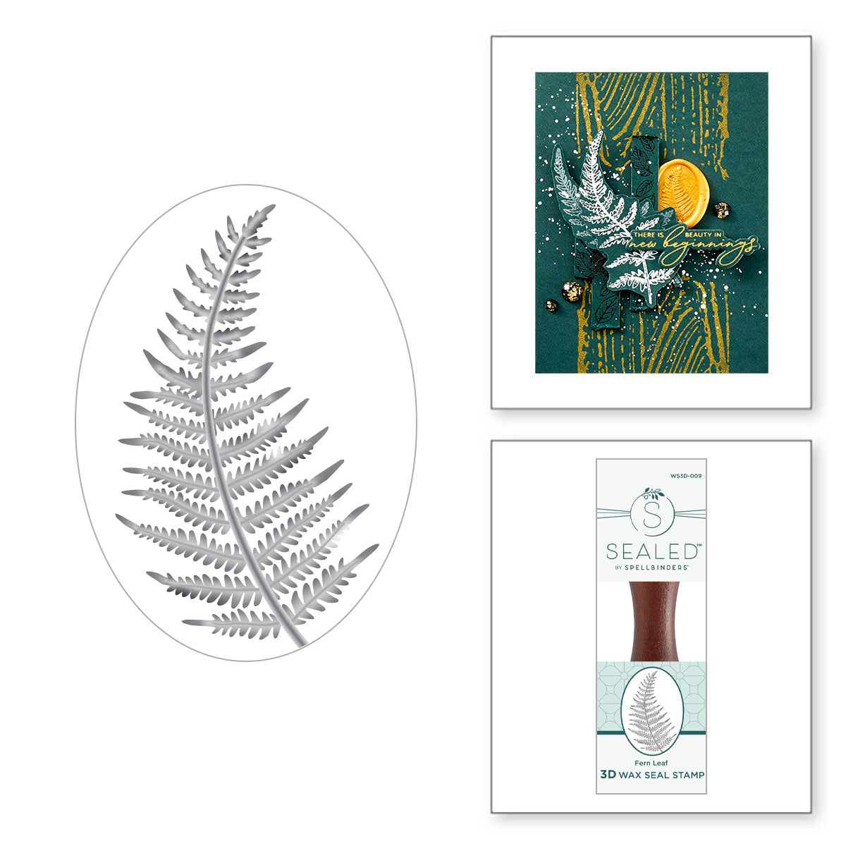 Spellbinders Fern Leaf 3D Wax Seal Stamp ws3d-009

