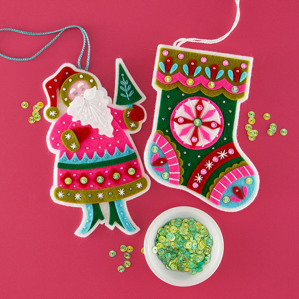 Spellbinders Festive Felt Christmas I Want It All Die Set bd-1159 santa claus and stocking felt ornament