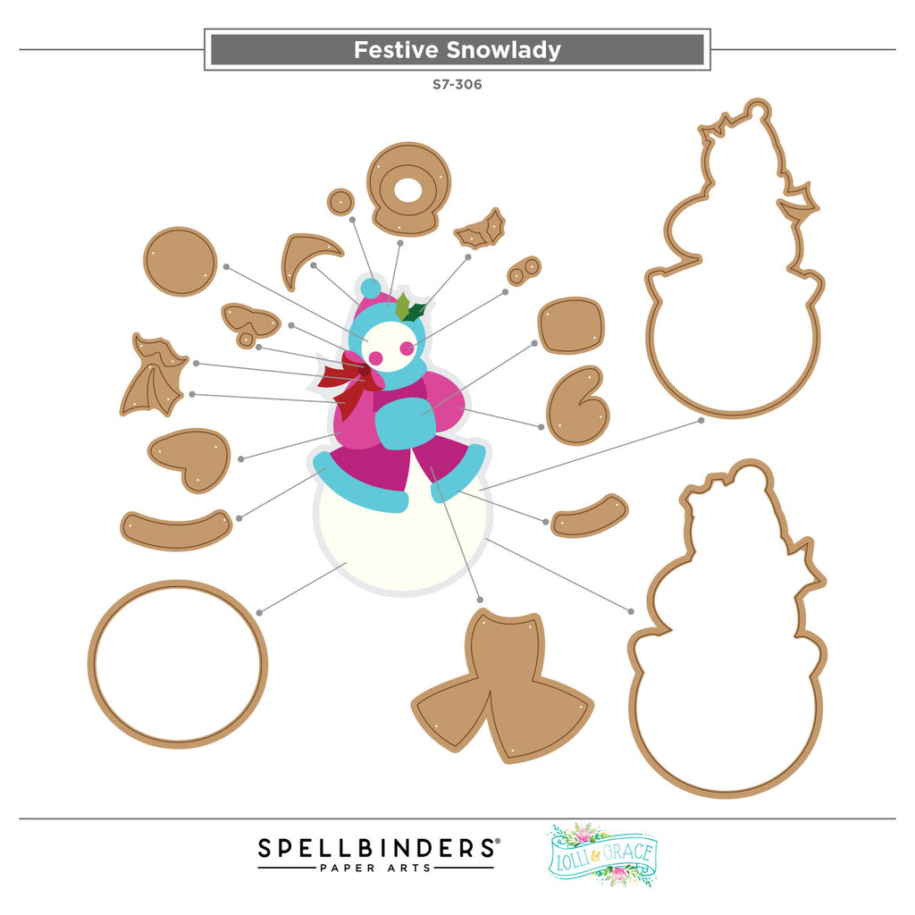 Spellbinders Festive Snowlady Etched Dies s7-306 assembly guide