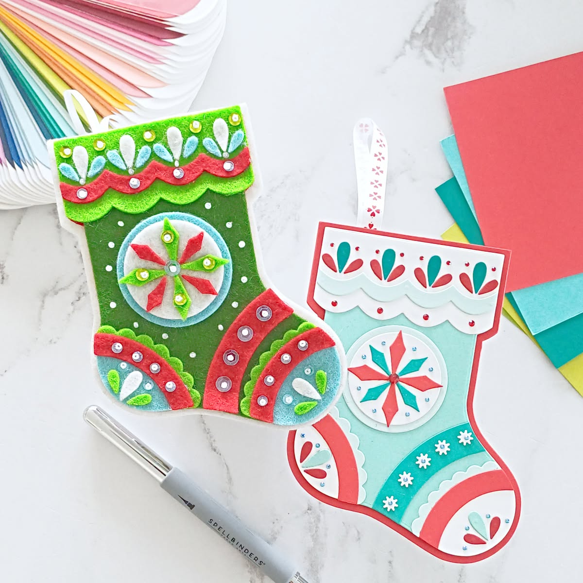 Spellbinders Festive Stocking Etched Dies s7-302 holiday snowflake stocking ornaments