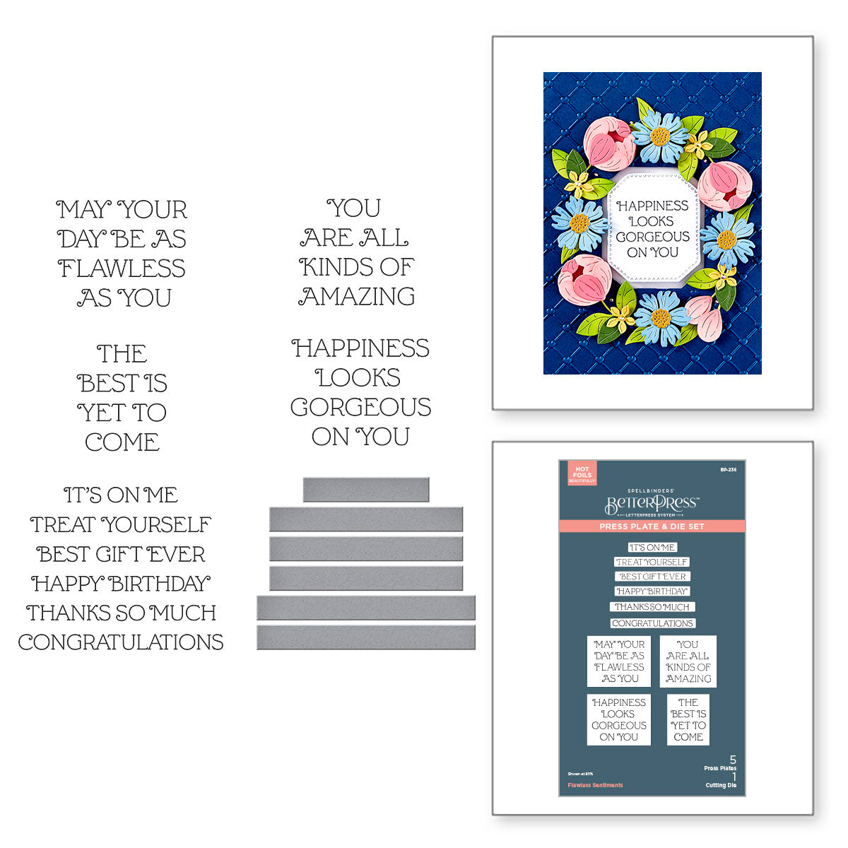 Spellbinders Flawless Sentiments Press Plate and Die Set bp-236