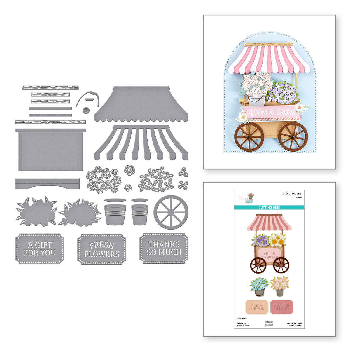 Spellbinders Flower Cart Etched Dies Simple Stories s6-253
