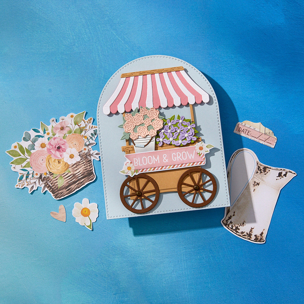 Spellbinders Flower Cart Etched Dies Simple Stories s6-253 bloom