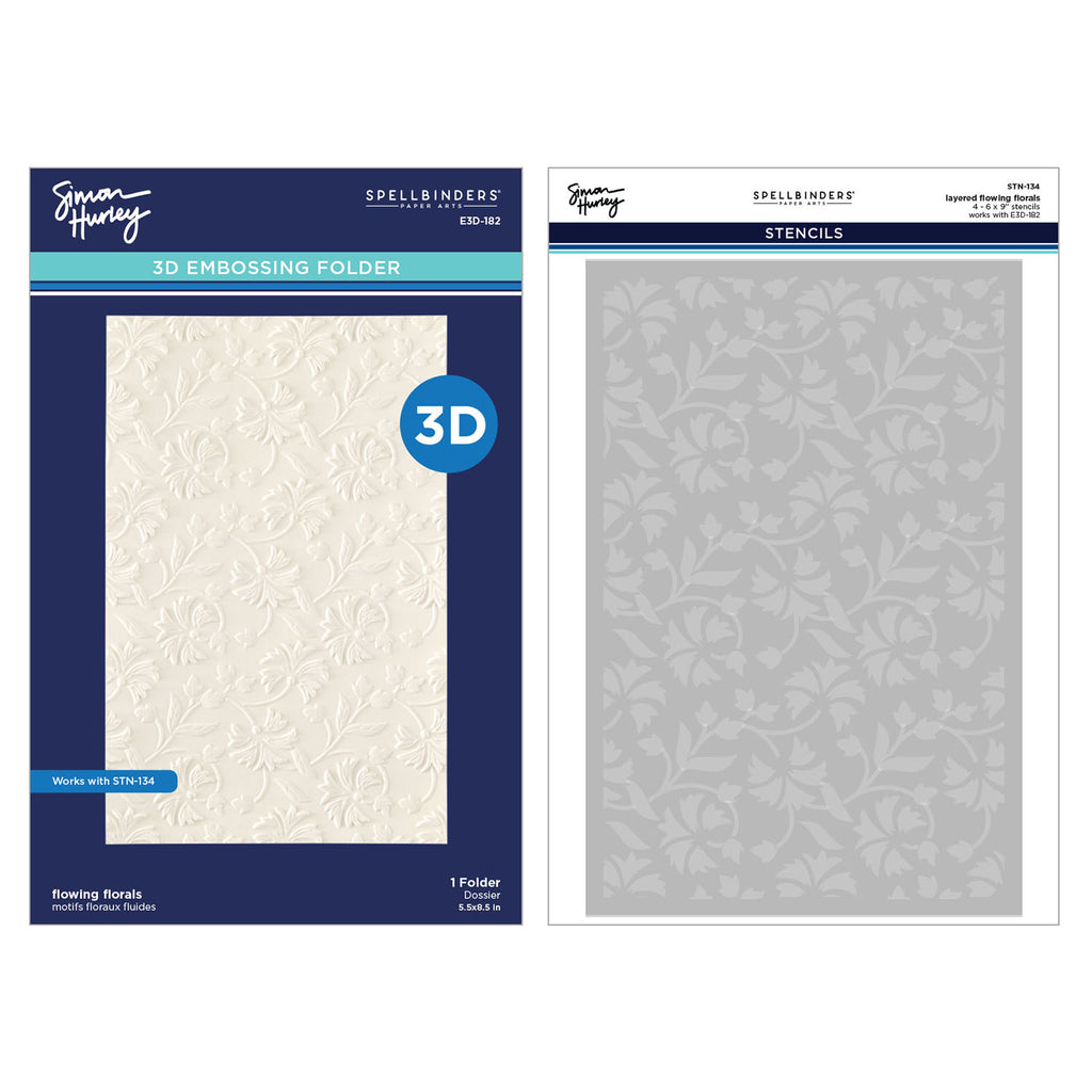 Spellbinders Flowing Florals 3D Embossing Folder and Stencil Bundle