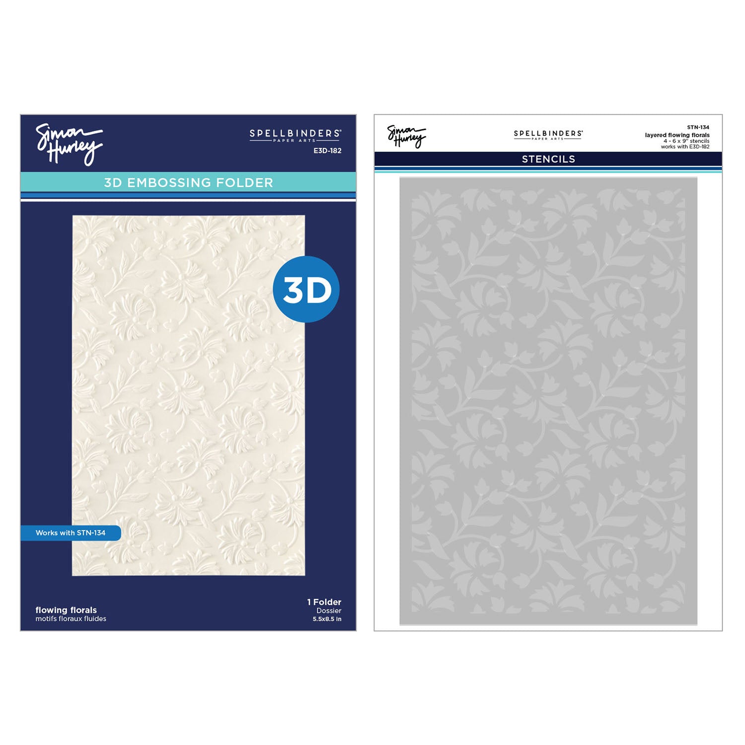 Spellbinders Flowing Florals 3D Embossing Folder and Stencil Bundle