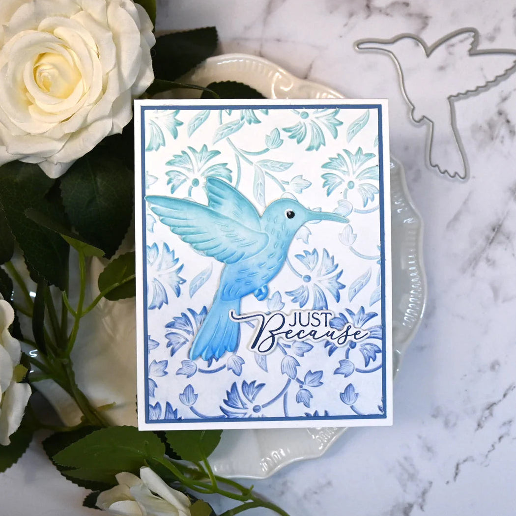 Spellbinders Flowing Florals 3D Embossing Folder e3d-182 hummingbird just because card