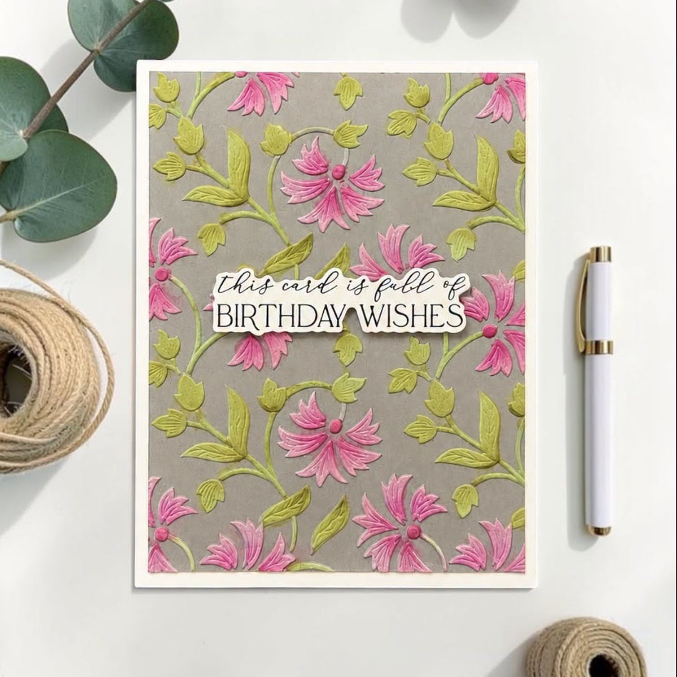 Spellbinders Flowing Florals Layered Stencils stn-134 pink flowers birthday card