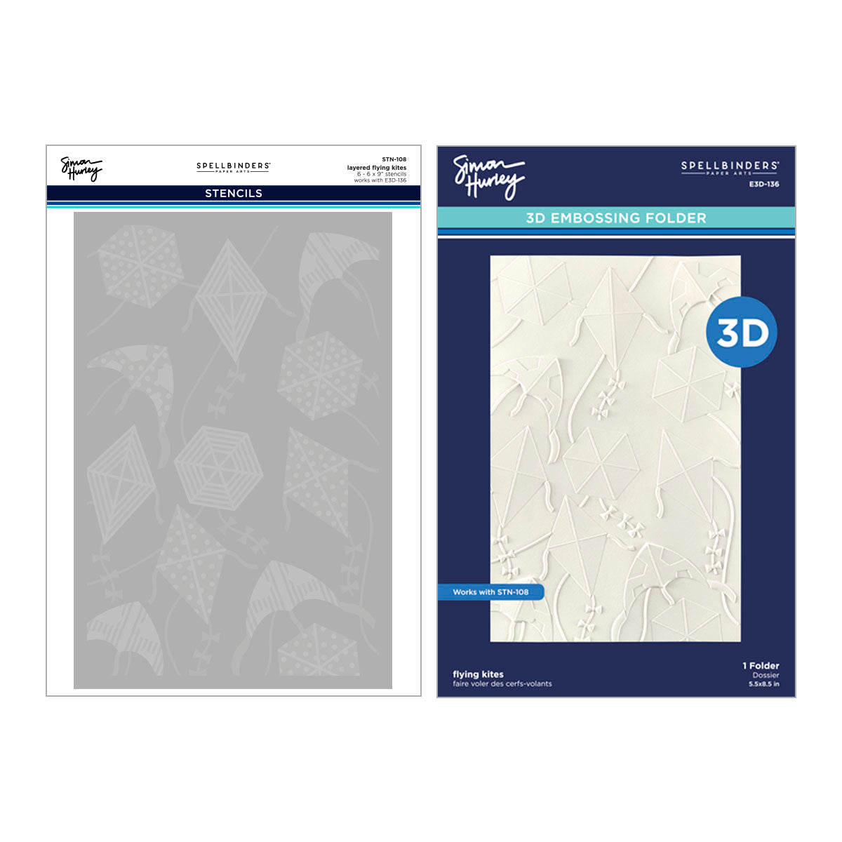 Spellbinders Flying Kites 3D Embossing Folder and Stencil Bundle