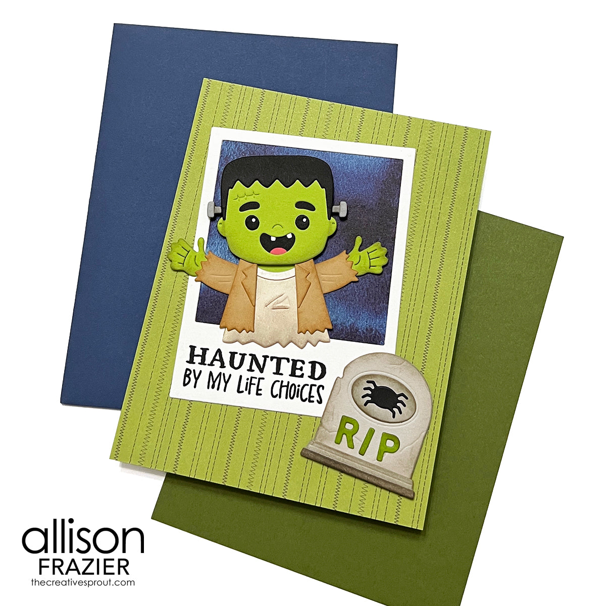 Spellbinders Frank Etched Dies s5-770 frankenstein tombstone haunted uby life choices card allison frazier