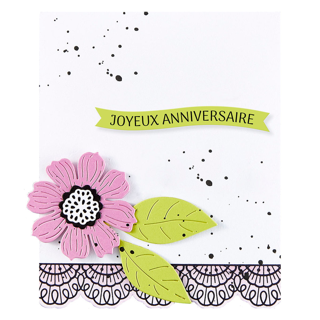 Spellbinders French Sentiments BetterPress Plate and Die Set bp-233 happy birthday