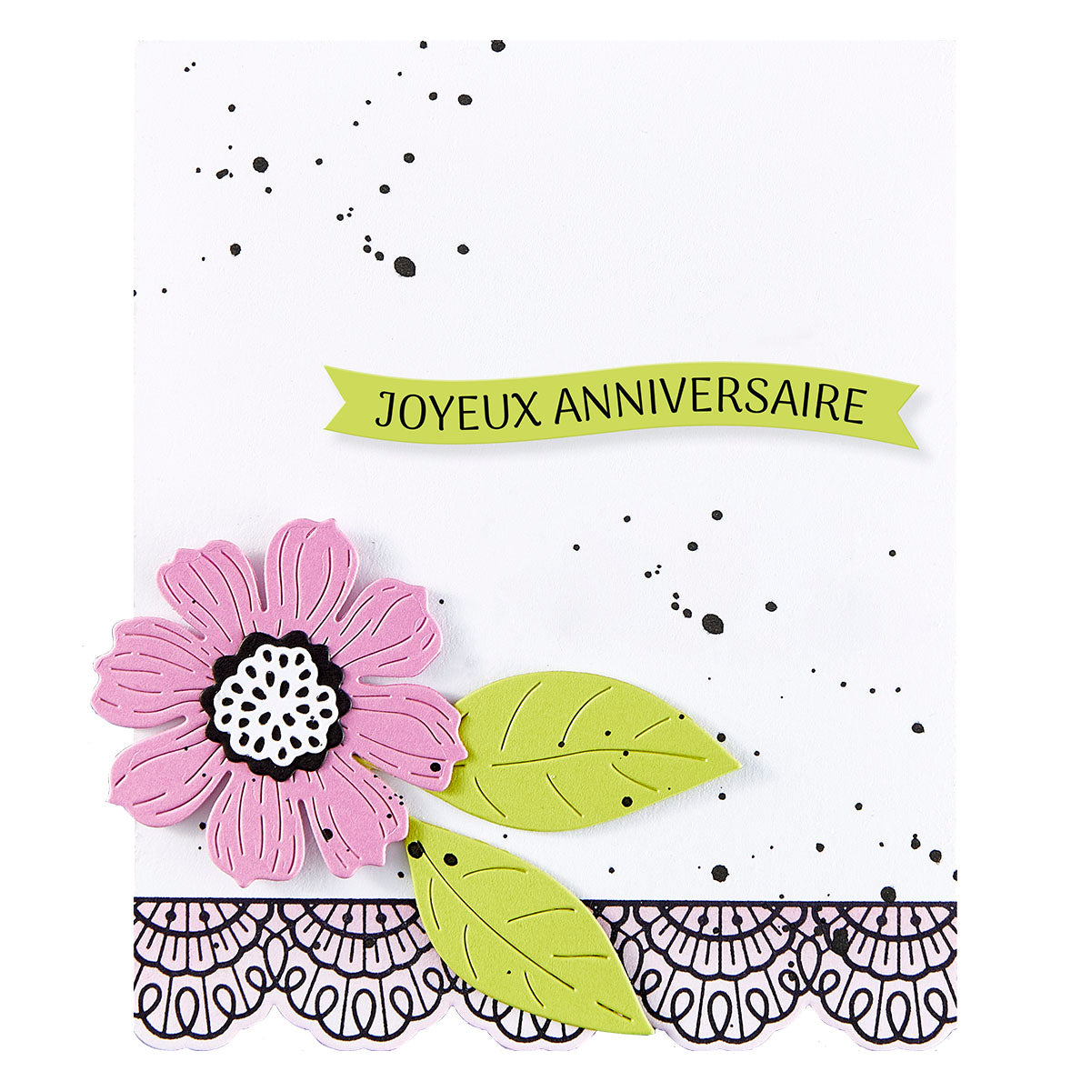 Spellbinders French Sentiments BetterPress Plate and Die Set bp-233 happy birthday