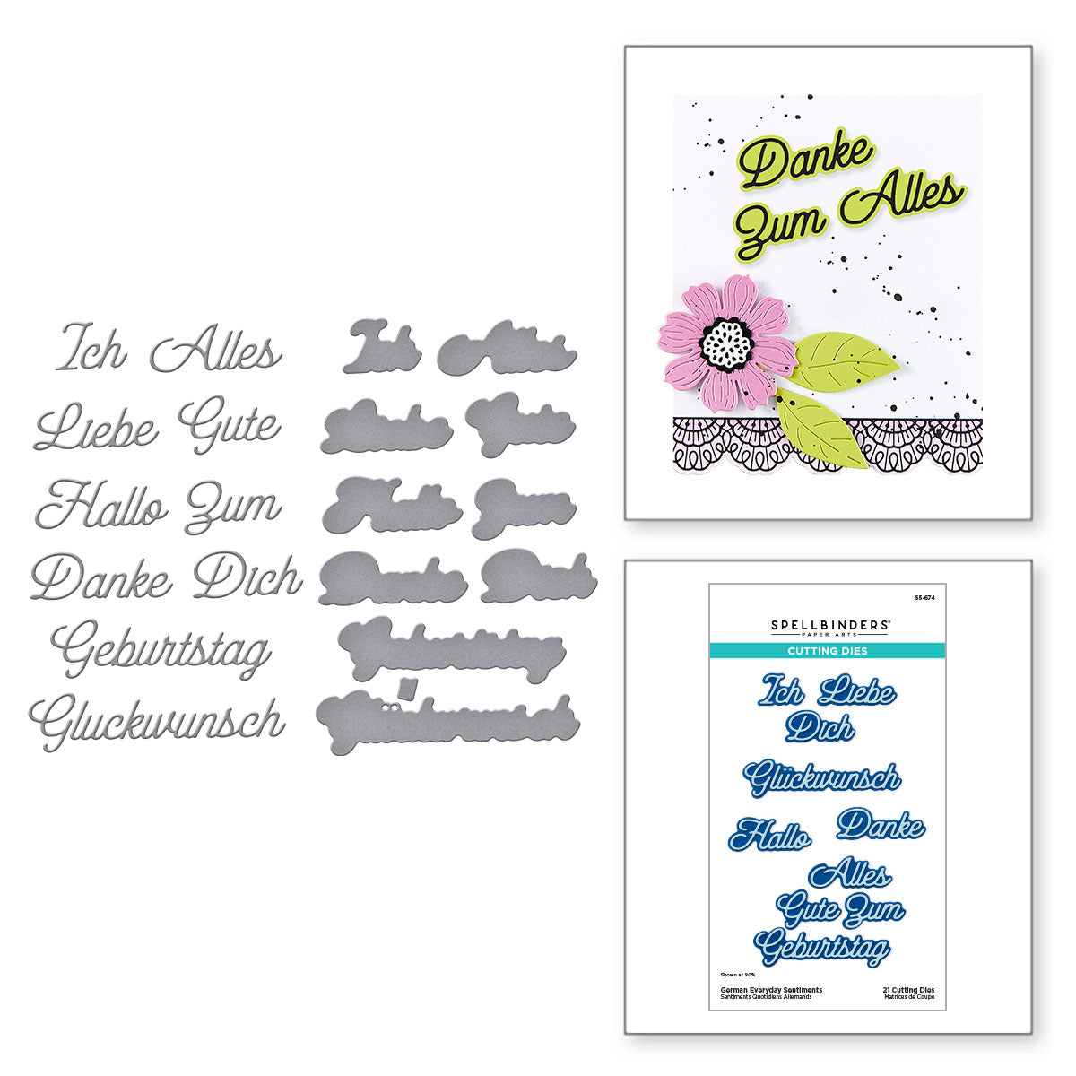 Spellbinders German Everyday Sentiments Etched Dies s5-674