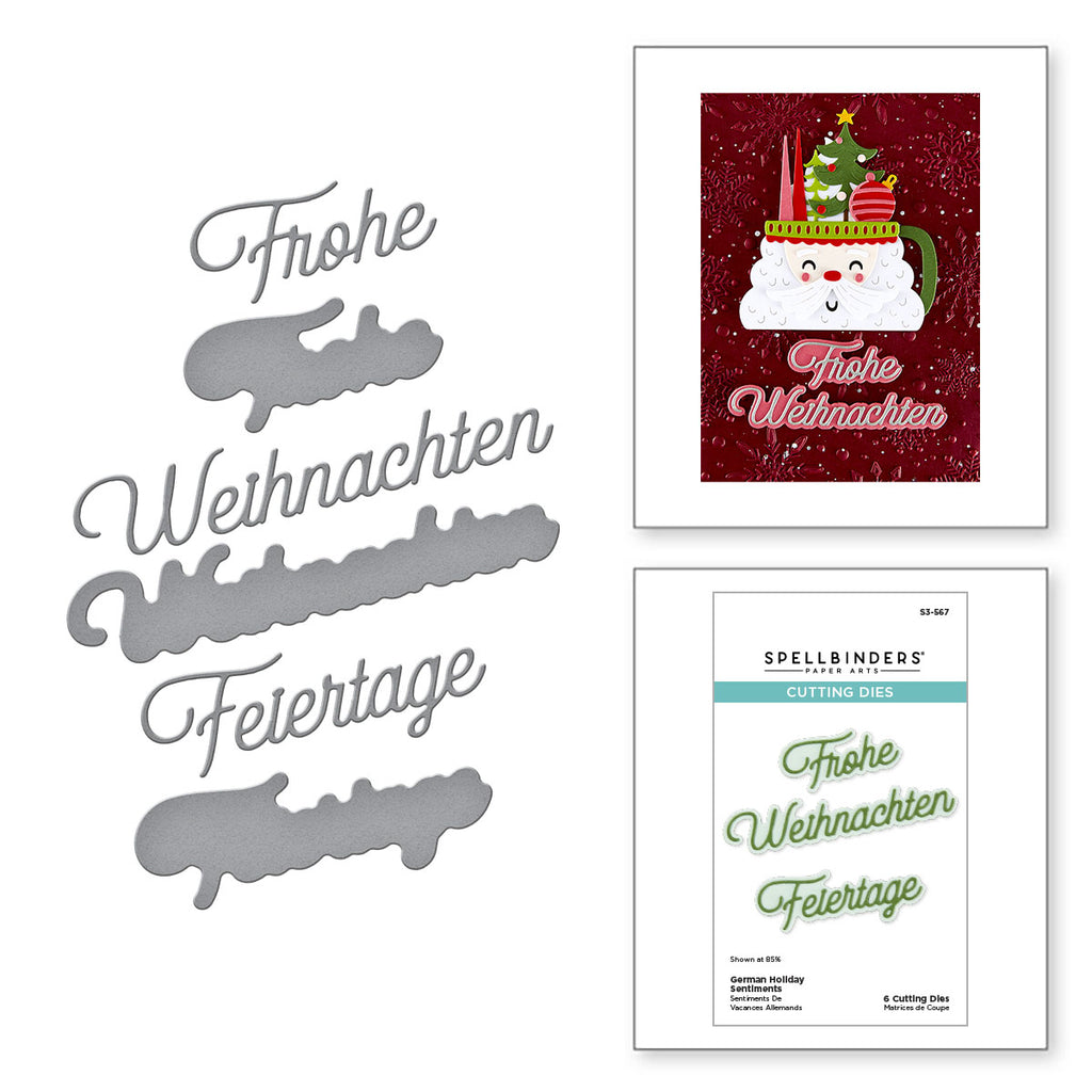Spellbinders German Holiday Sentiments Etched Dies s3-567