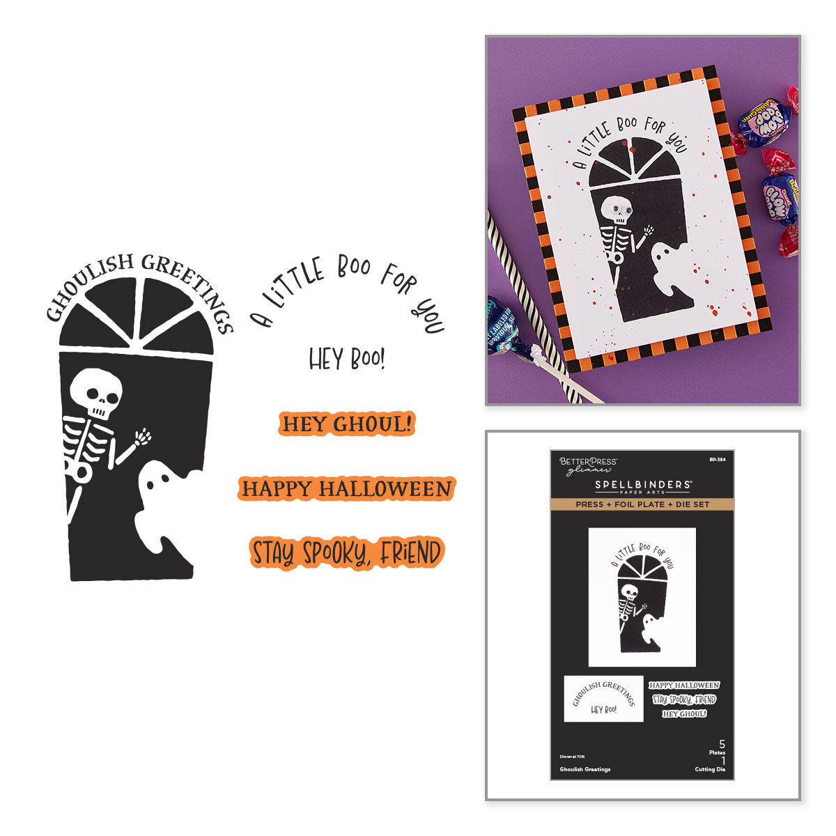 Spellbinders Ghoulish Greetings Press and Foil Plate and Die Set bp-384