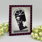 Spellbinders Ghoulish Greetings Press and Foil Plate and Die Set bp-384 ghost skeleton waving happy halloween card