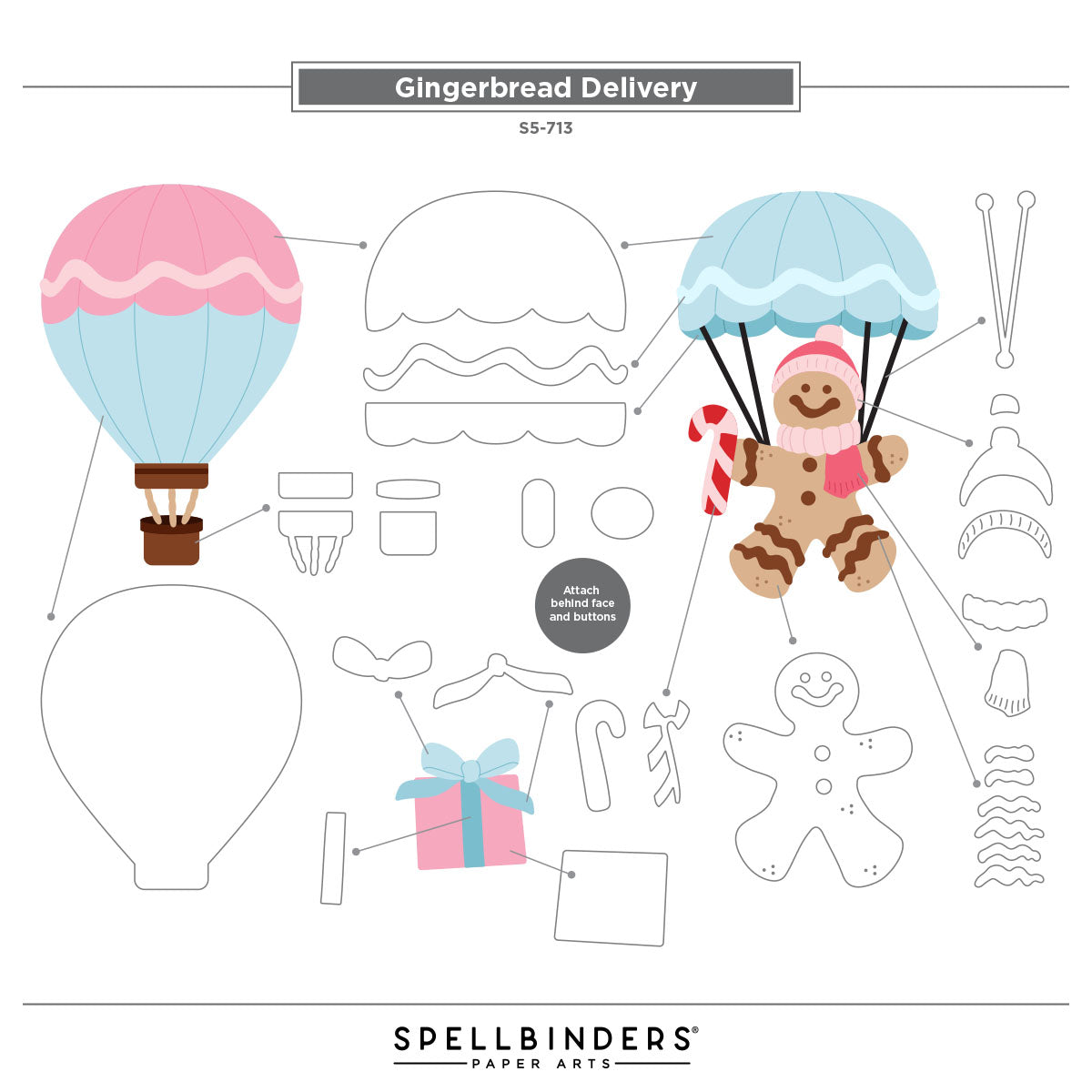 Spellbinders Gingerbread Delivery Etched Dies by Stamperia s5-713 label