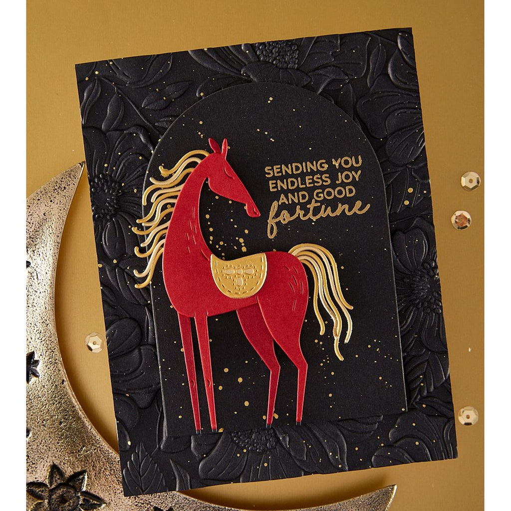 Spellbinders Good Fortune Horse Stamp and Die Set sds-222 endless