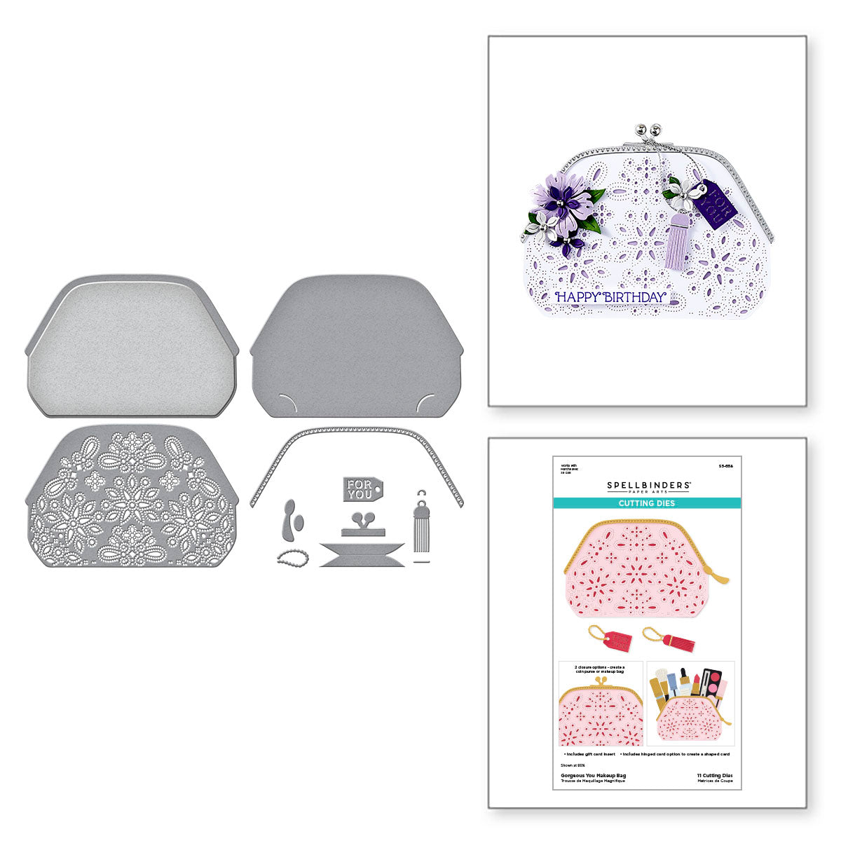 Spellbinders Gorgeous You Makeup Bag Etched Dies s5-658