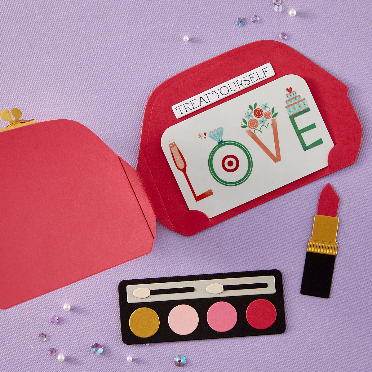Spellbinders Gorgeous You Makeup Bag Etched Dies s5-658 treat yourself