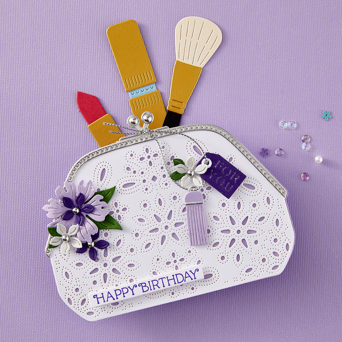 Spellbinders Gorgeous You Makeup and Bag Etched Dies Bundle birthday