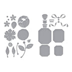 Spellbinders Gorgeous You Perfume Bottle and Florals Dies Bundle pieces