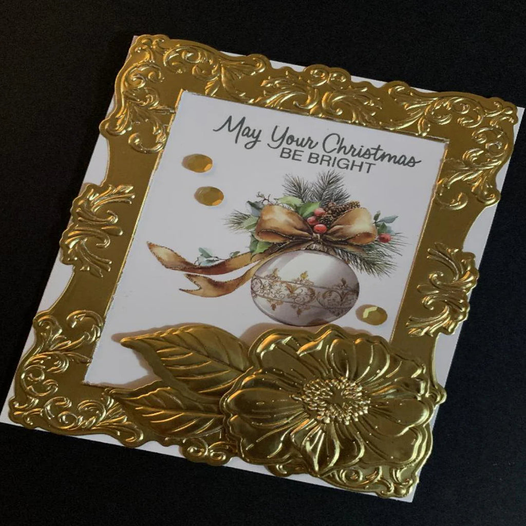Spellbinders Greenwich Market Frame 3D Emboss and Cut Folder e3d-174 gold frame christmas ornament may your christmas be bright card