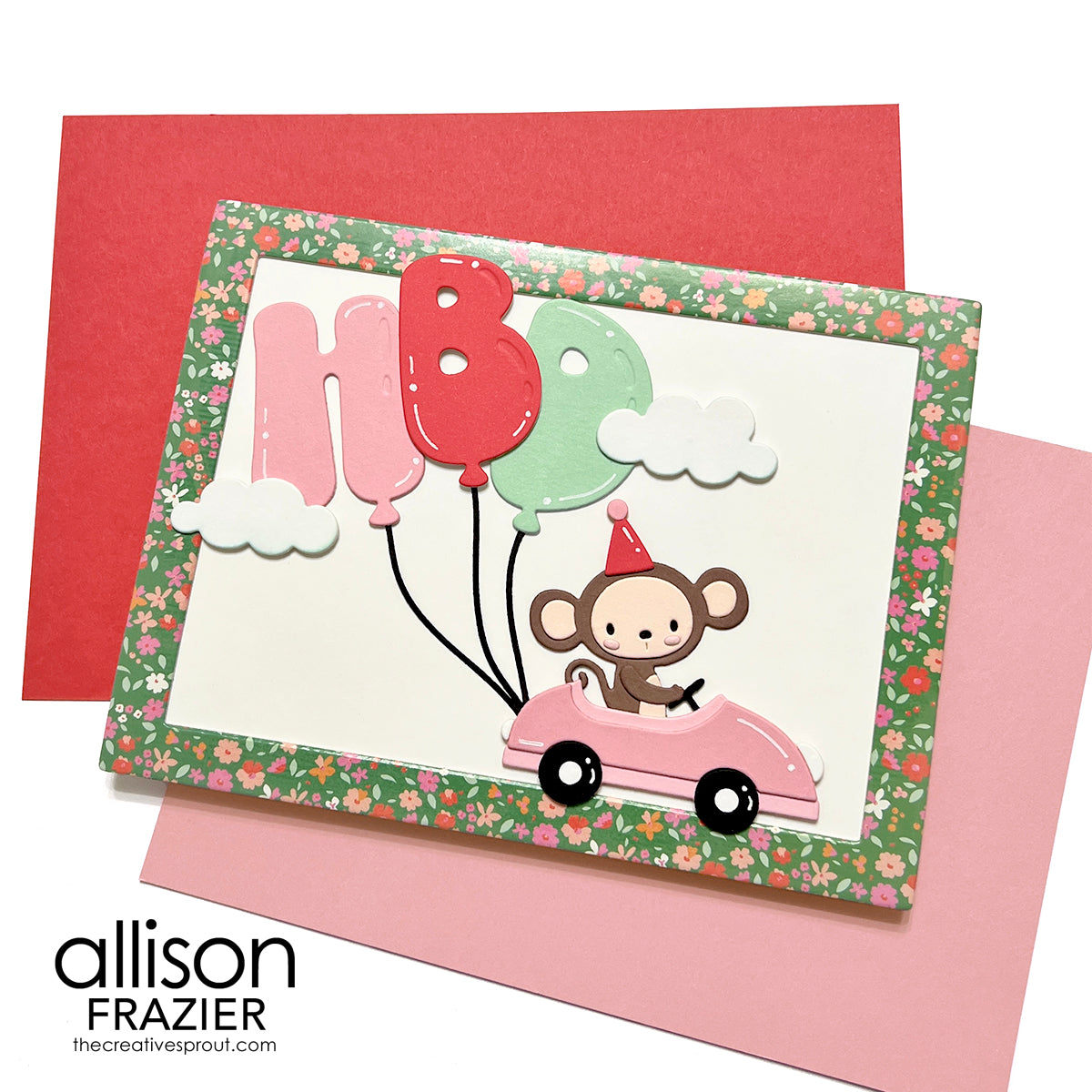 Spellbinders HBD Balloons Etched Dies s3-562 monkey