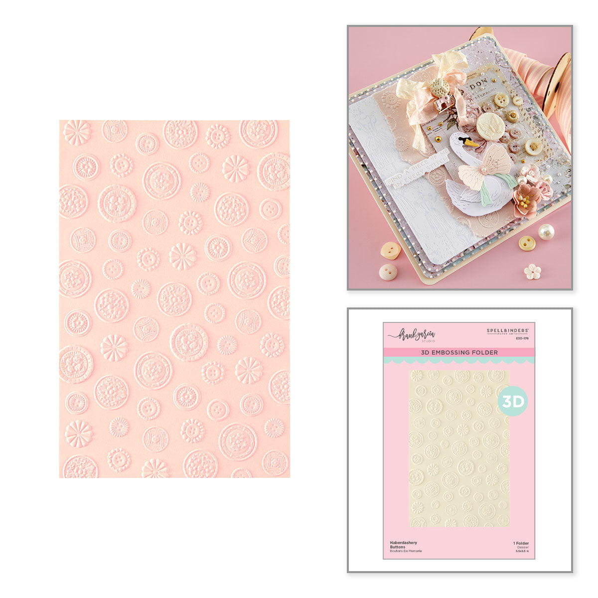 Spellbinders Haberdashery Buttons 3D Embossing Folder e3d-176