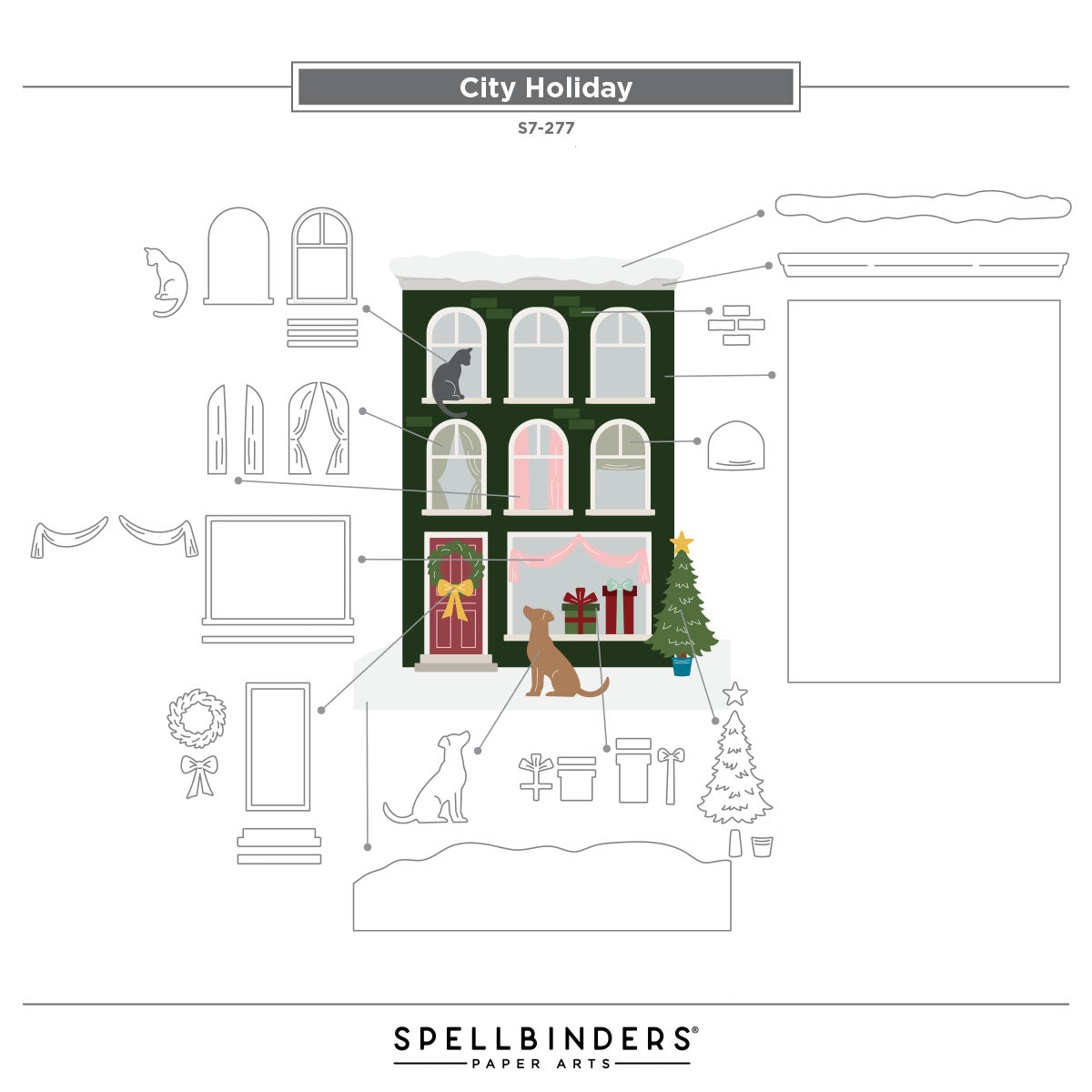 Spellbinders Halloween City Holiday Decorations Dies Bundle house assembly guide